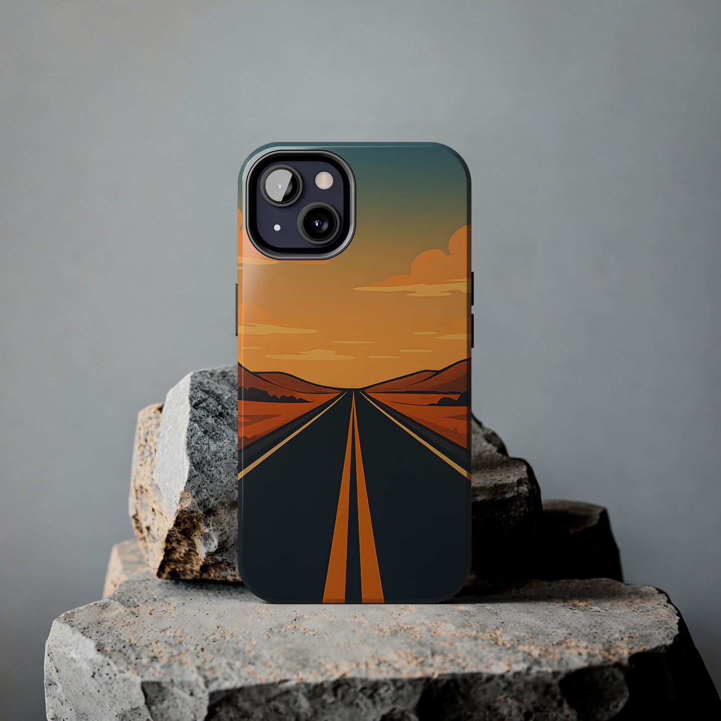 Endless Highway Tough Case - Minimalist Sunset Road Trip Aesthetic Cover