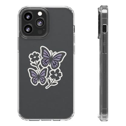 Clear Lavender Butterfly Case - Floral Botanical Transparent Cover for iPhone & Samsung