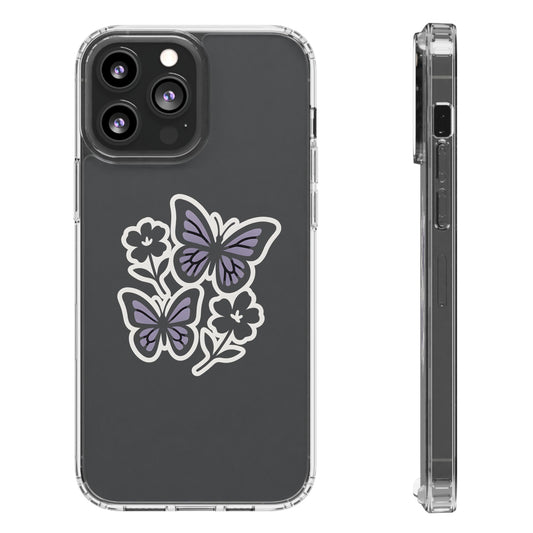 Clear Lavender Butterfly Case - Floral Botanical Transparent Cover for iPhone & Samsung