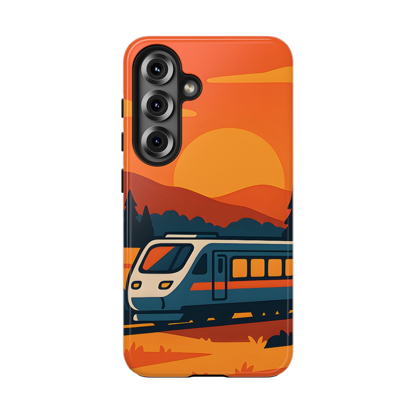 Golden Hour Express Tough Case - Minimalist Sunset Train Aesthetic Cover