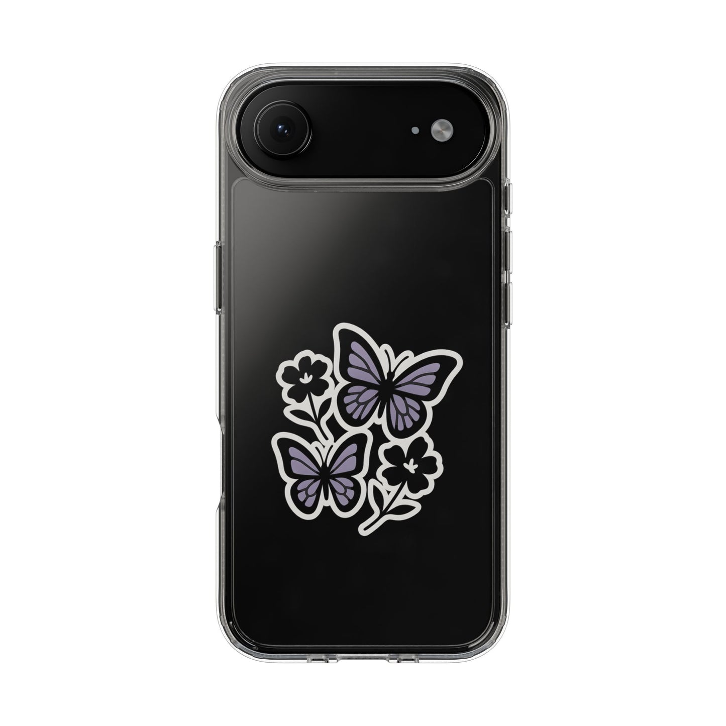 Clear Lavender Butterfly Case - Floral Botanical Transparent Cover for iPhone & Samsung