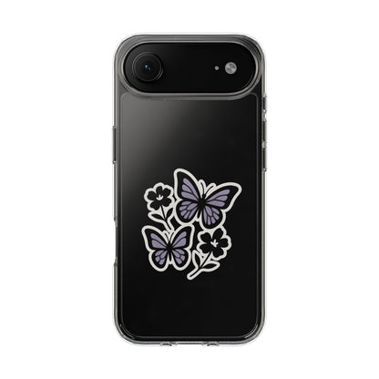 Clear Lavender Butterfly Case - Floral Botanical Transparent Cover for iPhone & Samsung