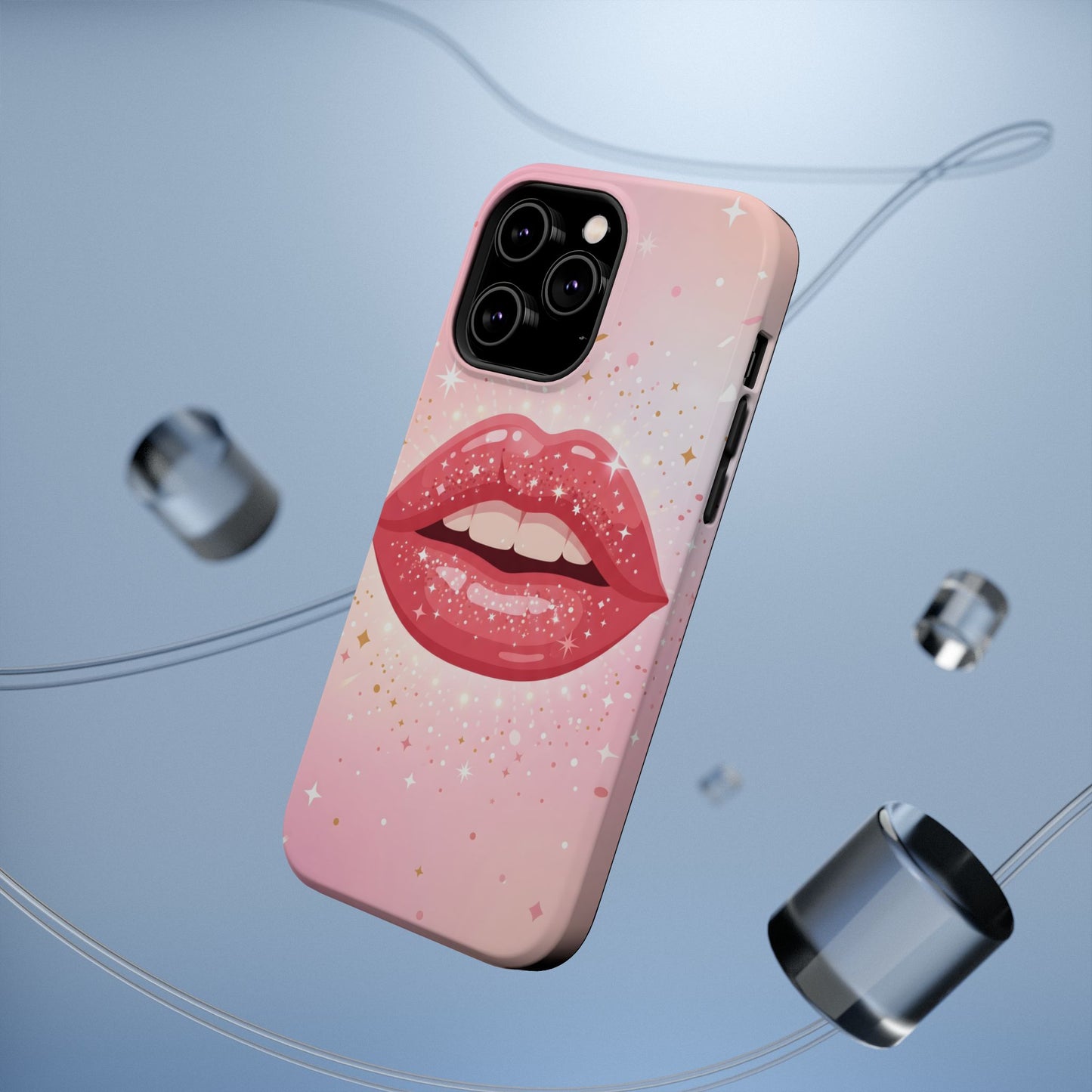 Glamorous Pink Glitter Lip Magnetic Impact Case