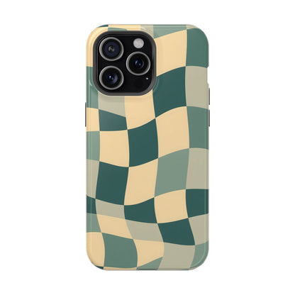Forest Green Wavy Checkerboard Magnetic Case