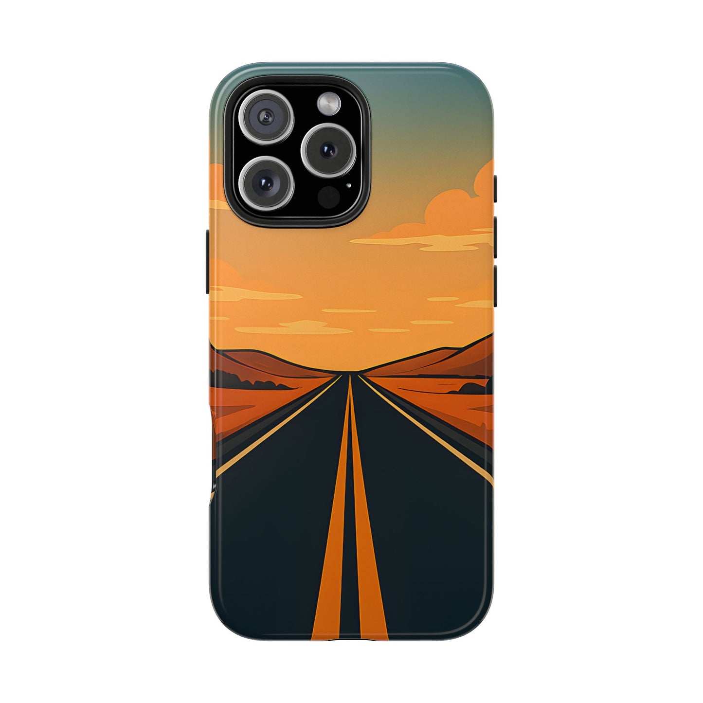 Endless Highway Tough Case - Minimalist Sunset Road Trip Aesthetic Cover