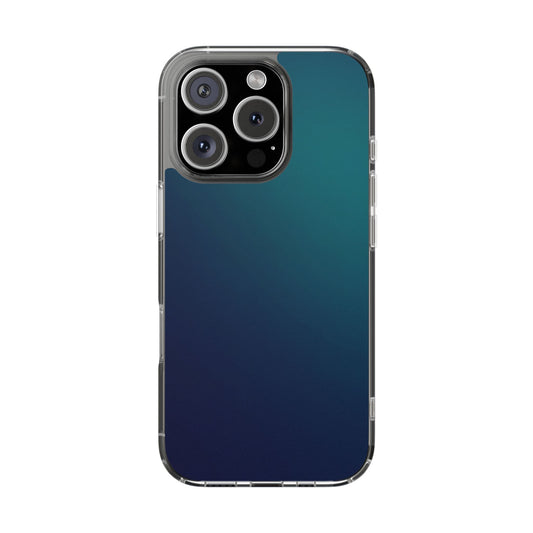 Midnight Ocean Aura Clear Case - MagSafe Compatible Deep Teal Gradient