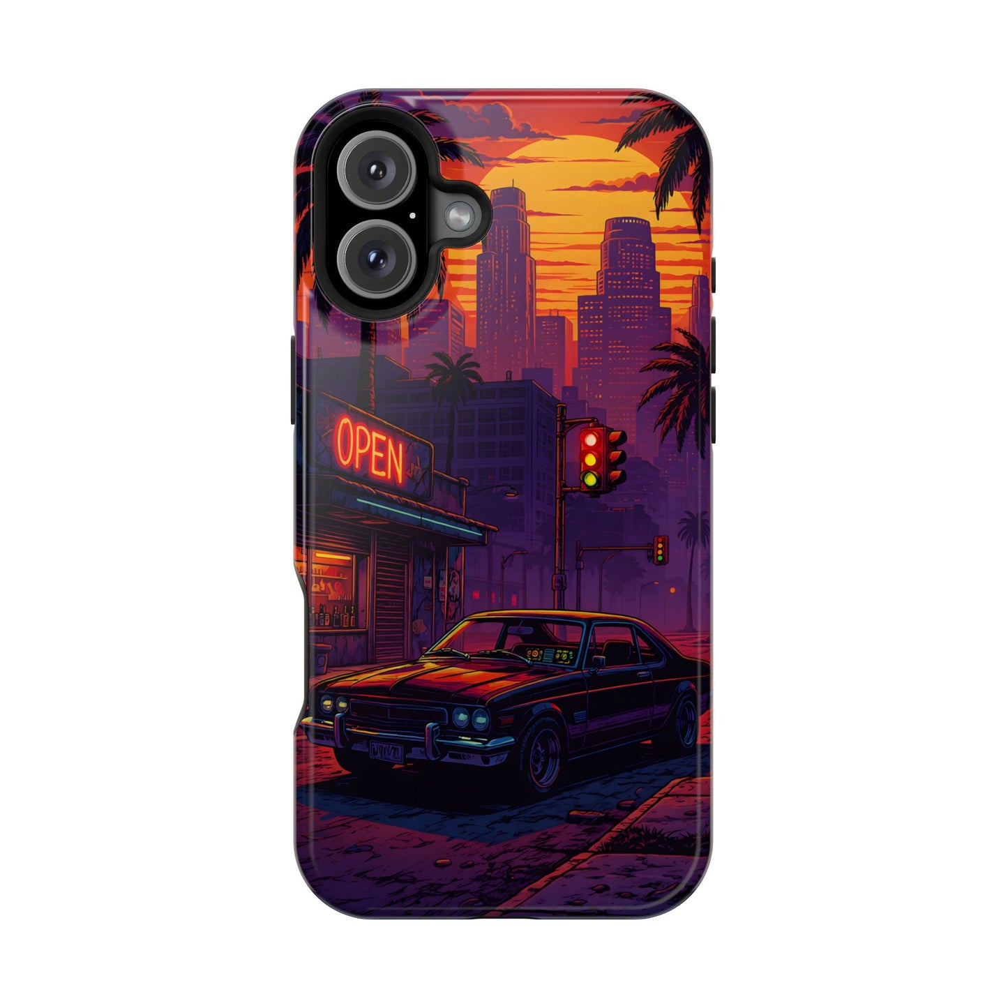 Lofi Midnight Drive: Retro Muscle Car MagSafe Case