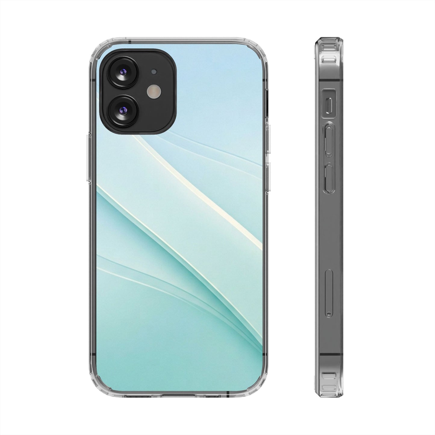 Ethereal Aqua Waves Clear Case - MagSafe Compatible Minimalist Cover