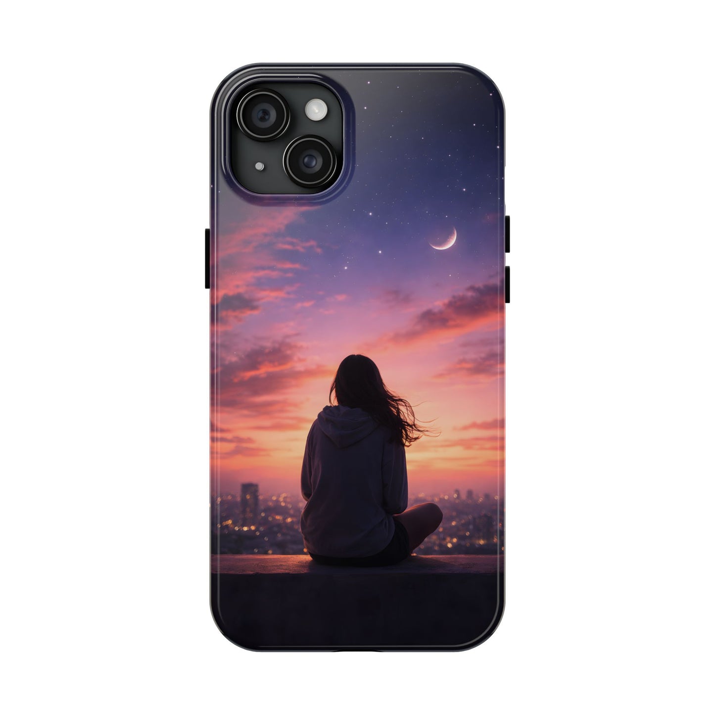 Dreamy Rooftop Sunset Tough Case - Lo-Fi Cityscape Cover for iPhone & Samsung
