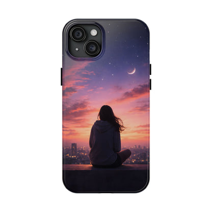 Dreamy Rooftop Sunset Tough Case - Lo-Fi Cityscape Cover for iPhone & Samsung