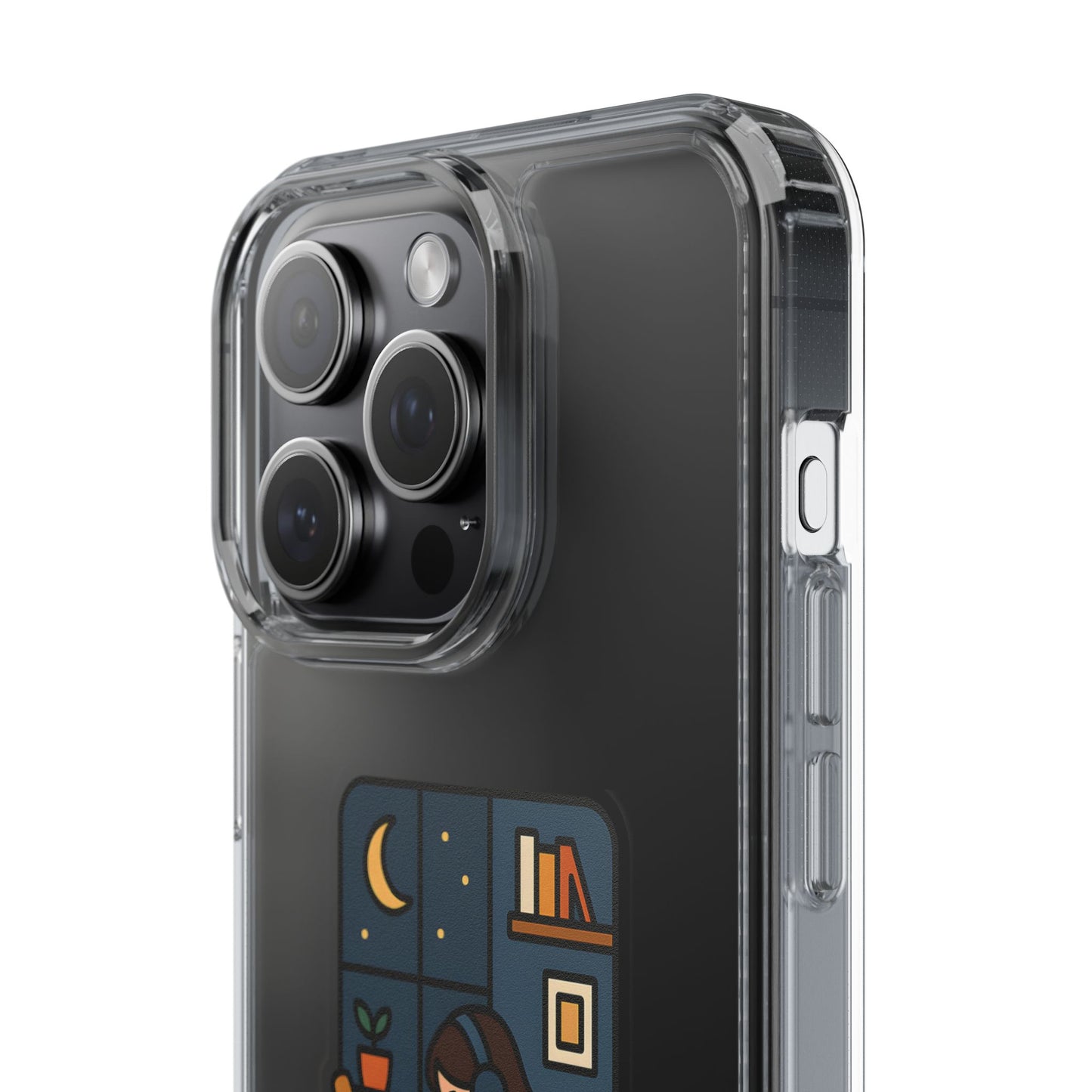 Clear Lofi Midnight Study Case - Cozy Aesthetic Transparent Cover for iPhone & Samsung