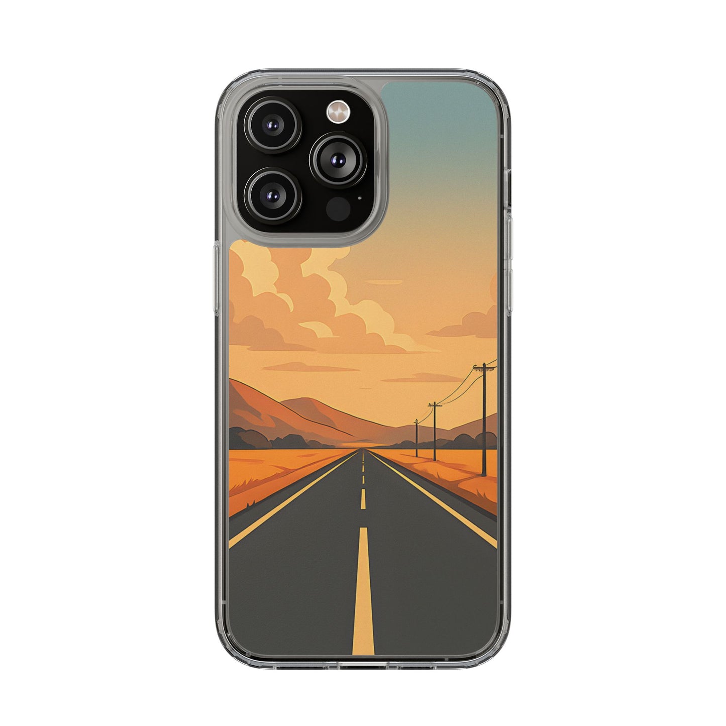 Clear Open Road Sunset Case - Minimalist Journey Aesthetic Transparent Cover