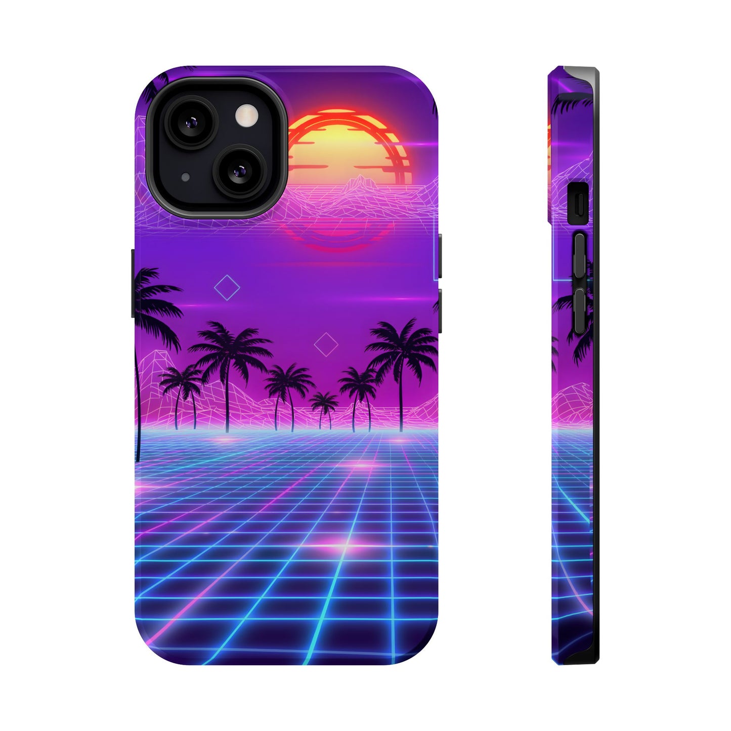 Neon Horizon: Premium Synthwave Sunset MagSafe Case