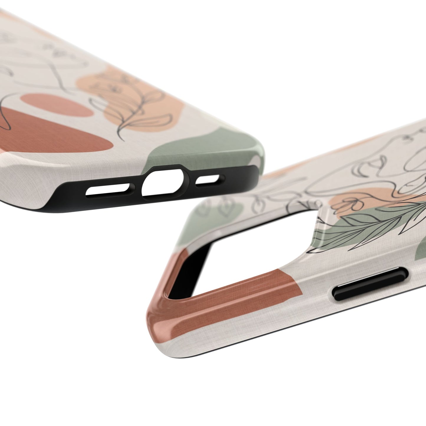 Earthy Abstract Female Line Art Tough Case - Minimalist Boho Cover for iPhone & Samsung