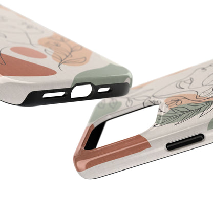 Earthy Abstract Female Line Art Tough Case - Minimalist Boho Cover for iPhone & Samsung