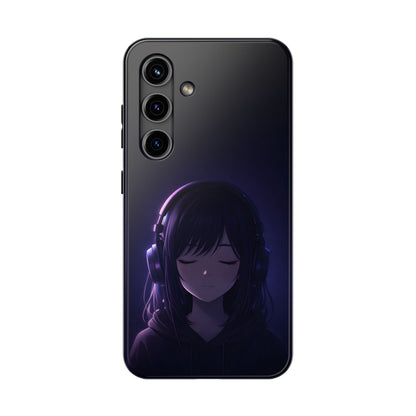Midnight Lofi Anime Girl Tough Case - Deep Purple Music Cover for iPhone & Samsung