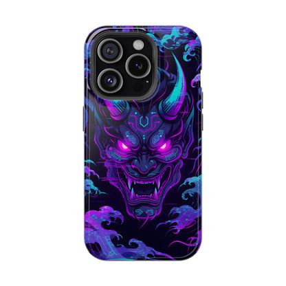 Cyber Oni: Neon Cyberpunk Japanese Mask MagSafe Case
