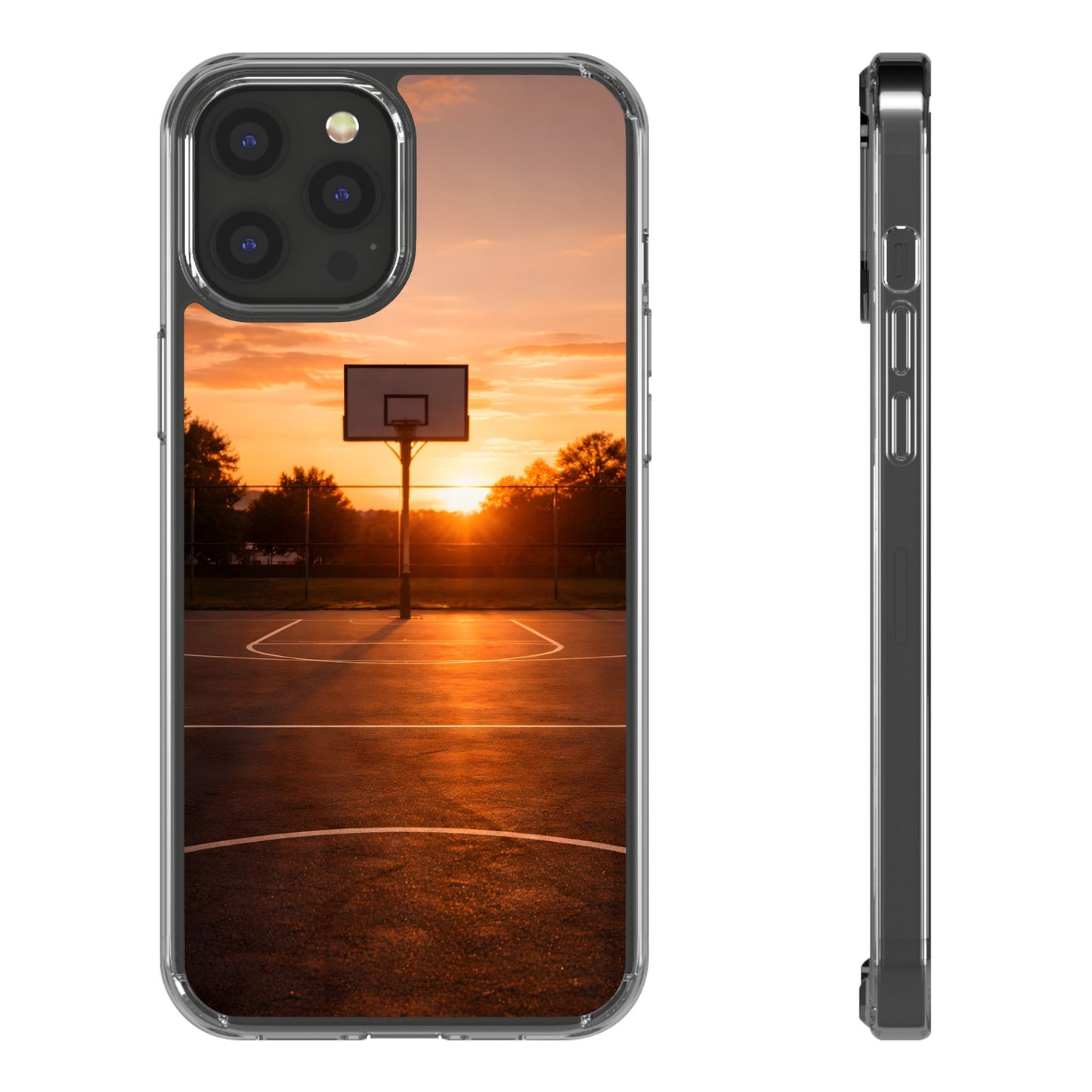 Clear Golden Hour Basketball Case - Urban Sunset Court Transparent Cover