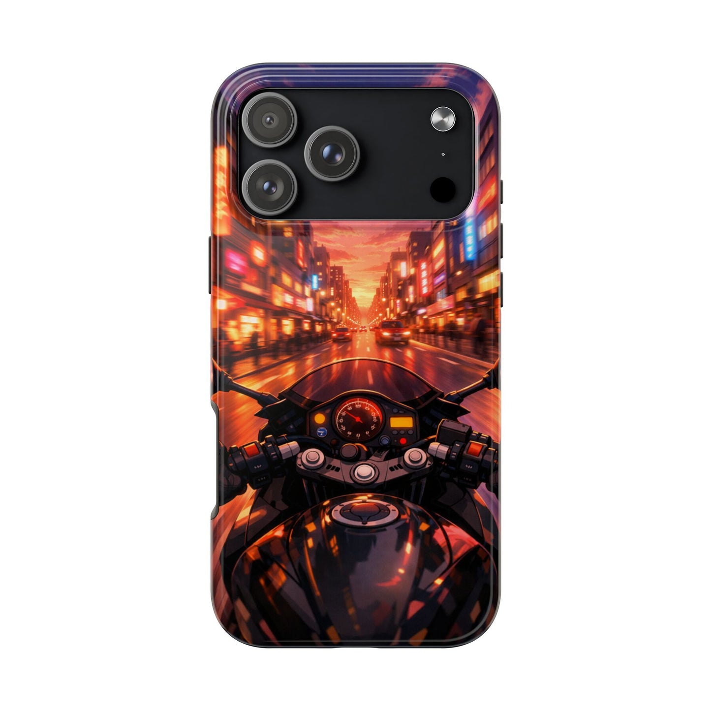 Motorcycle City POV Tough Case - Urban Sunset Rider Cover for iPhone & Samsung