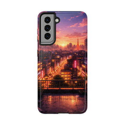 Tokyo Sunset Rooftop Tough Case - Urban Lo-Fi Skyline Cover for iPhone & Samsung