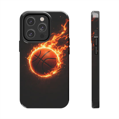 Flaming Basketball Tough Case - Fire Ball Sports Cover for iPhone & Samsung