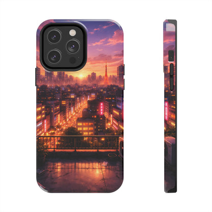 Tokyo Sunset Rooftop Tough Case - Urban Lo-Fi Skyline Cover for iPhone & Samsung