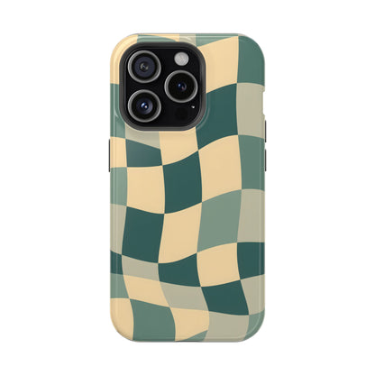 Forest Green Wavy Checkerboard Magnetic Case