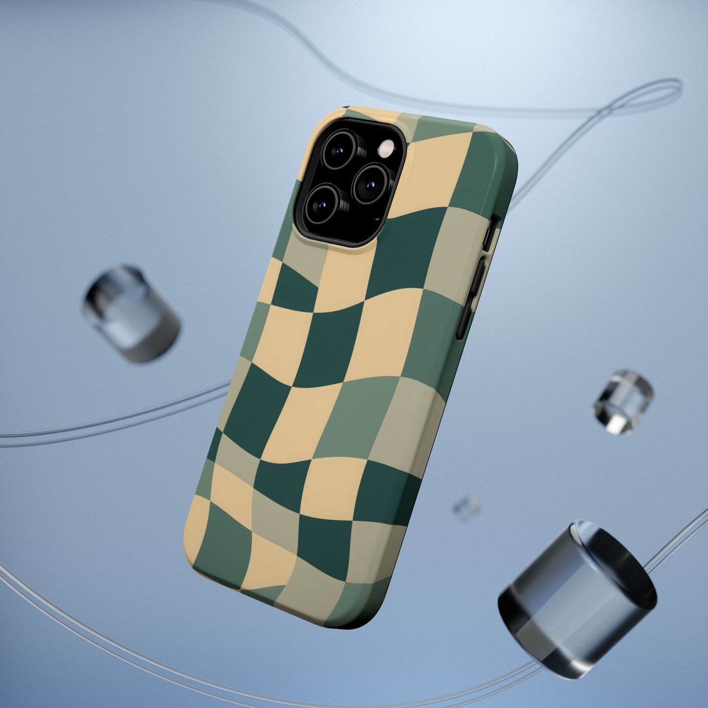 Forest Green Wavy Checkerboard Magnetic Case