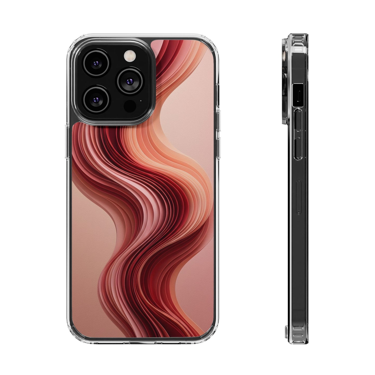 Terracotta Fluid Wave Clear Case - MagSafe Compatible Abstract Cover