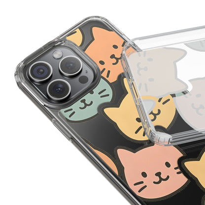 Clear Colorful Cat Pattern Case - Kawaii Aesthetic Transparent Cover for iPhone & Samsung