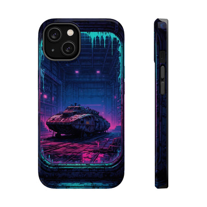 Cyberpunk Garage: Neon Sci-Fi Hover Tank MagSafe Case