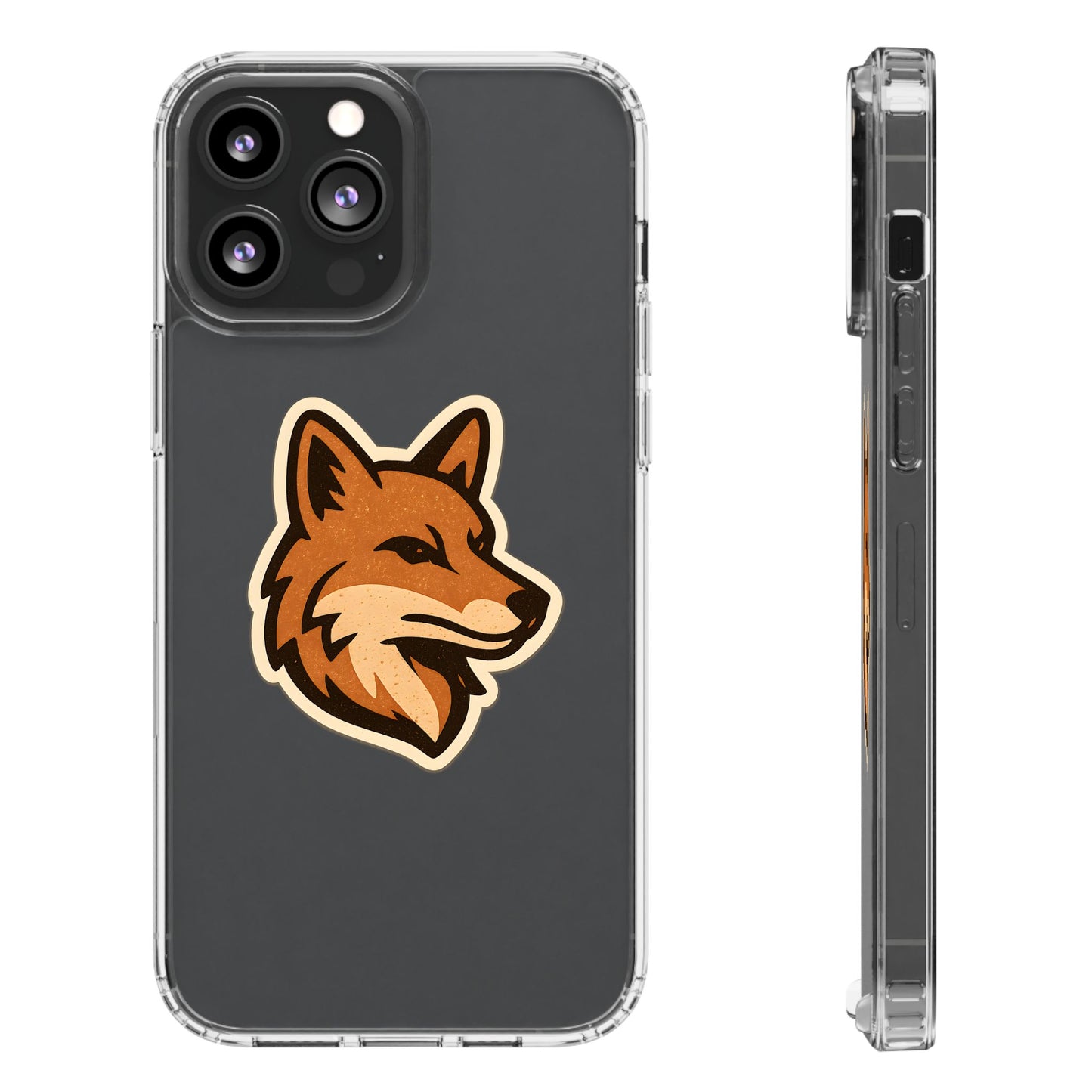 Clear Fox Emblem Phone Case - Vintage Wildlife Sticker Transparent Cover