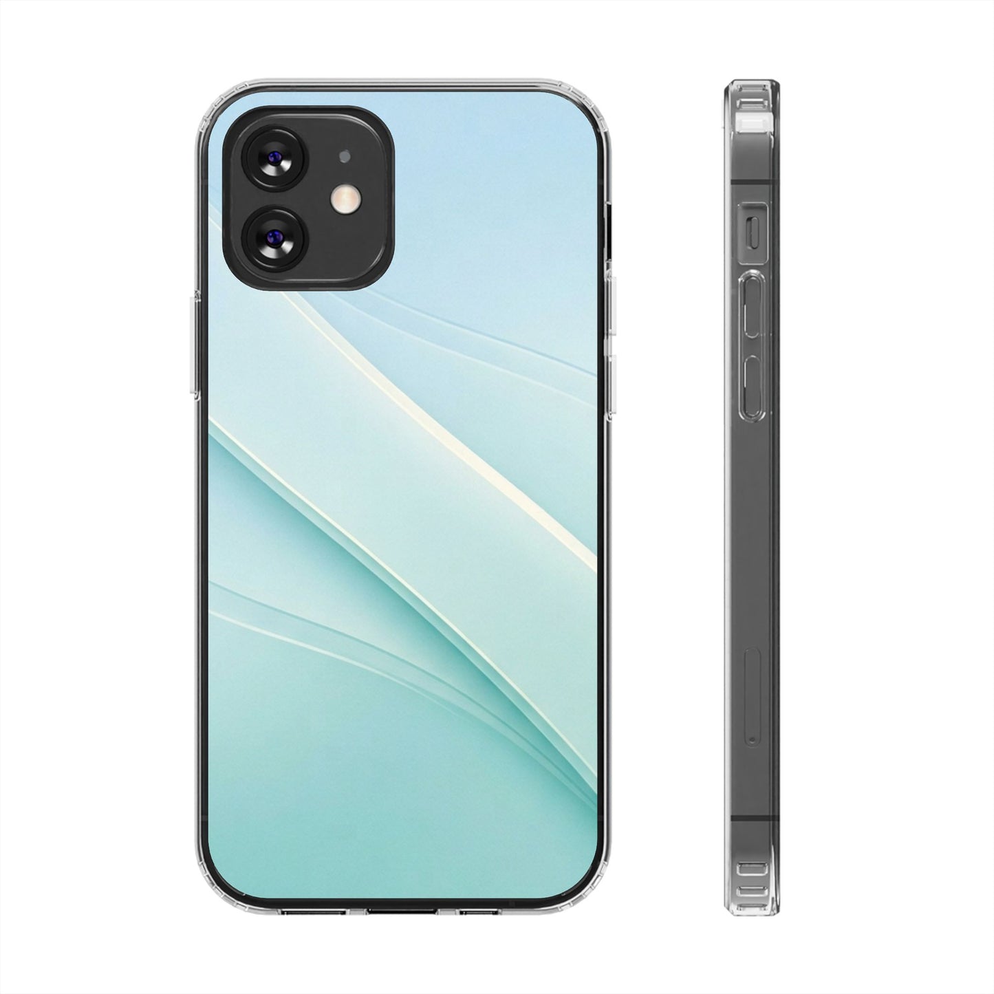 Ethereal Aqua Waves Clear Case - MagSafe Compatible Minimalist Cover