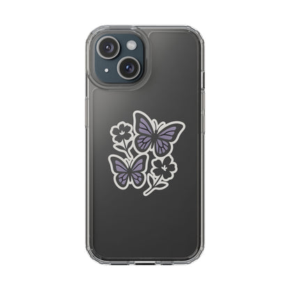 Clear Lavender Butterfly Case - Floral Botanical Transparent Cover for iPhone & Samsung