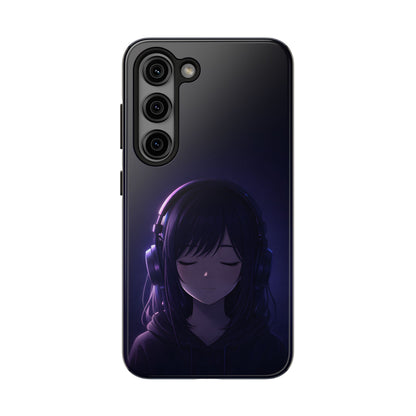 Midnight Lofi Anime Girl Tough Case - Deep Purple Music Cover for iPhone & Samsung