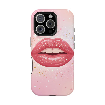 Glamorous Pink Glitter Lip Magnetic Impact Case