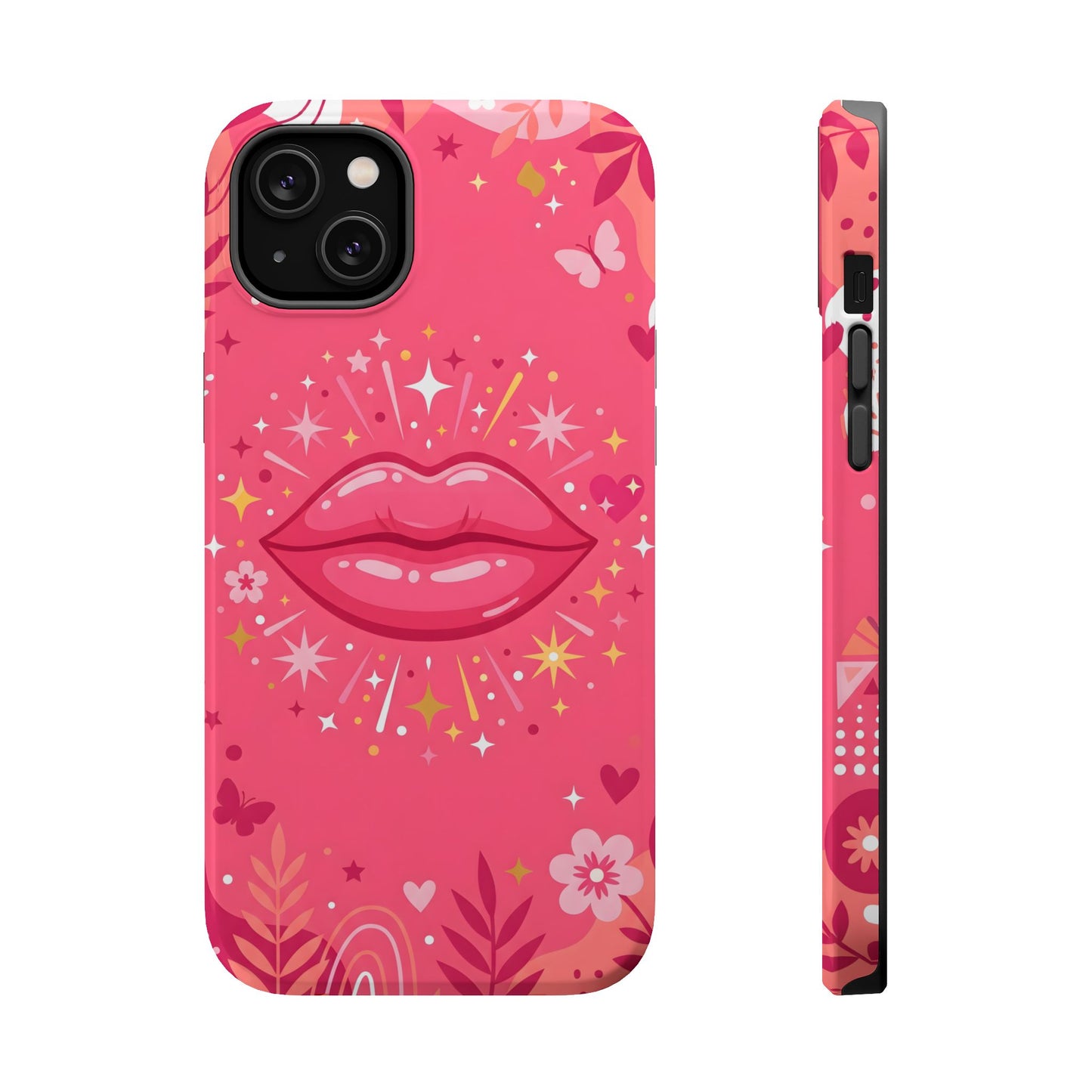 Retro Pink Kiss Floral Magnetic Impact Case