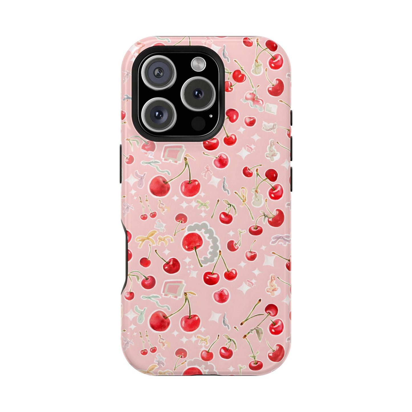 Vintage Cherry Bow Pink Coquette Magnetic Case