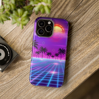 Neon Horizon: Premium Synthwave Sunset MagSafe Case