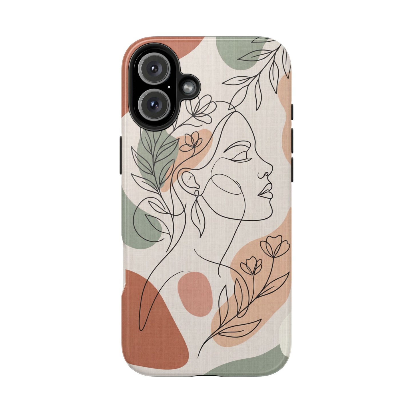Earthy Abstract Female Line Art Tough Case - Minimalist Boho Cover for iPhone & Samsung