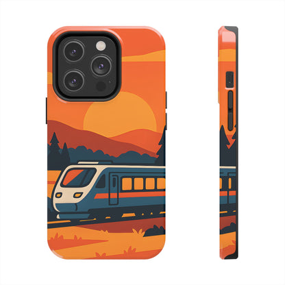 Golden Hour Express Tough Case - Minimalist Sunset Train Aesthetic Cover