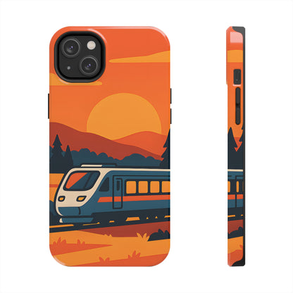 Golden Hour Express Tough Case - Minimalist Sunset Train Aesthetic Cover