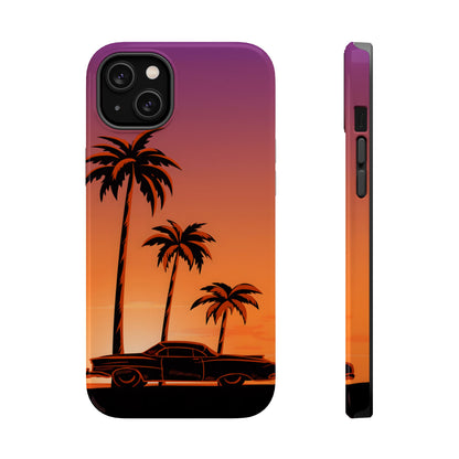 Retro Coastline: Vintage Car & Palm Sunset MagSafe Case