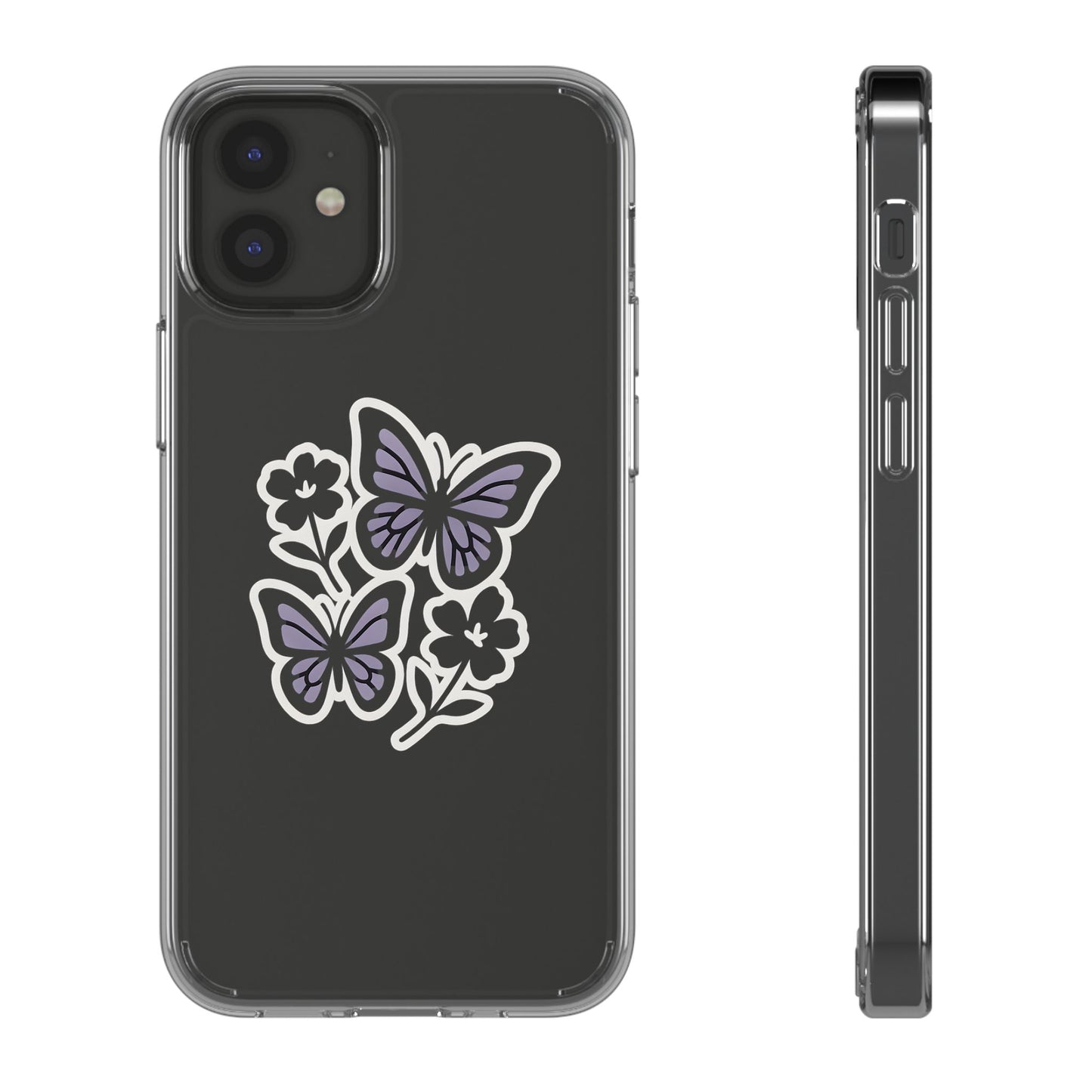 Clear Lavender Butterfly Case - Floral Botanical Transparent Cover for iPhone & Samsung