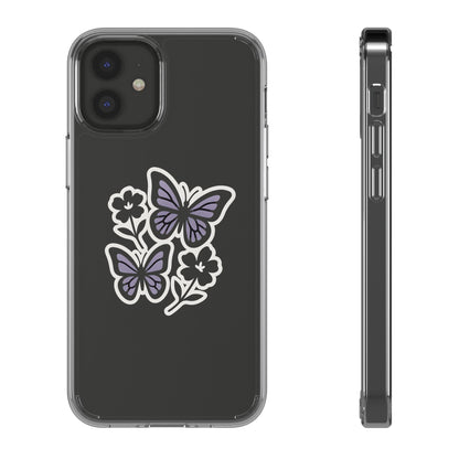 Clear Lavender Butterfly Case - Floral Botanical Transparent Cover for iPhone & Samsung