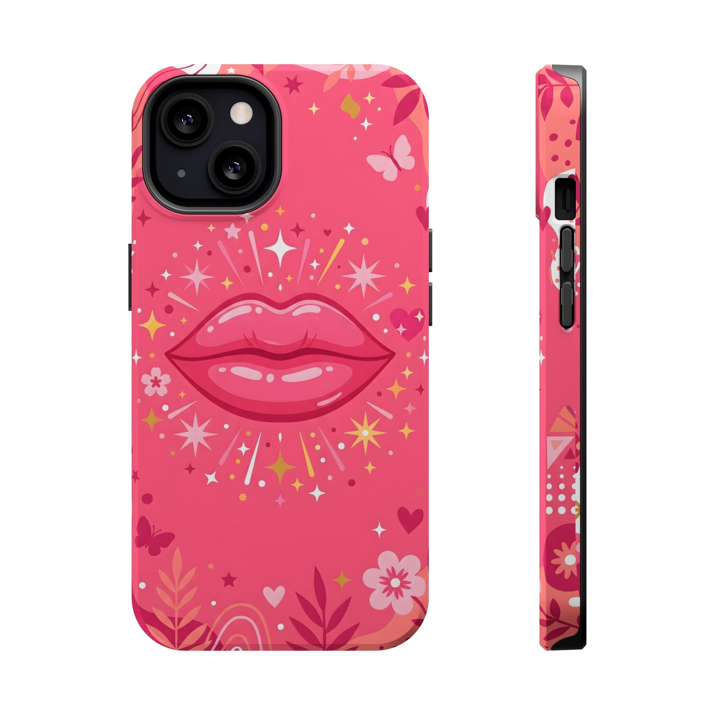 Retro Pink Kiss Floral Magnetic Impact Case