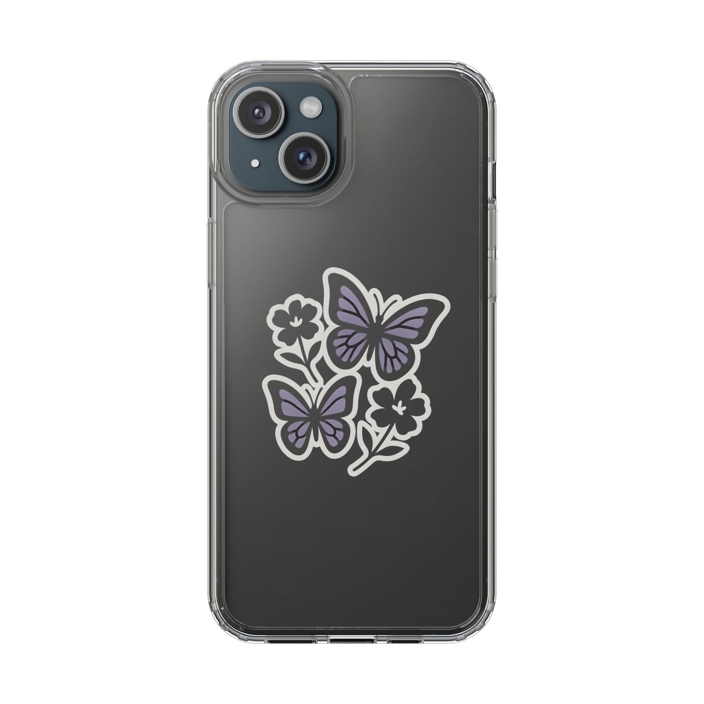 Clear Lavender Butterfly Case - Floral Botanical Transparent Cover for iPhone & Samsung