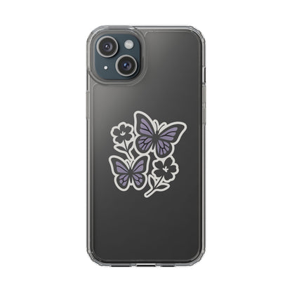 Clear Lavender Butterfly Case - Floral Botanical Transparent Cover for iPhone & Samsung