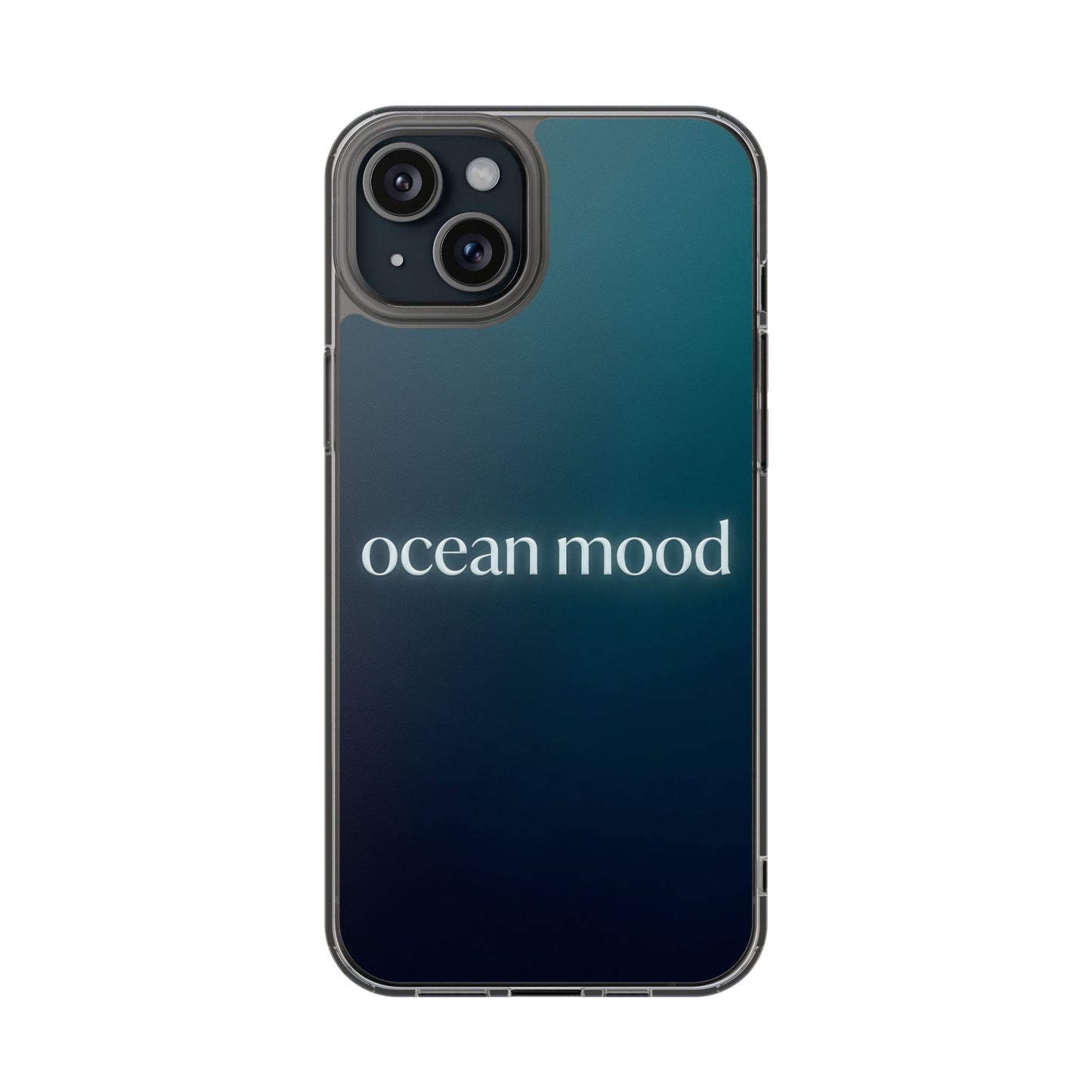 Dark Ocean Mood Clear Case - MagSafe Compatible Teal Gradient Cover