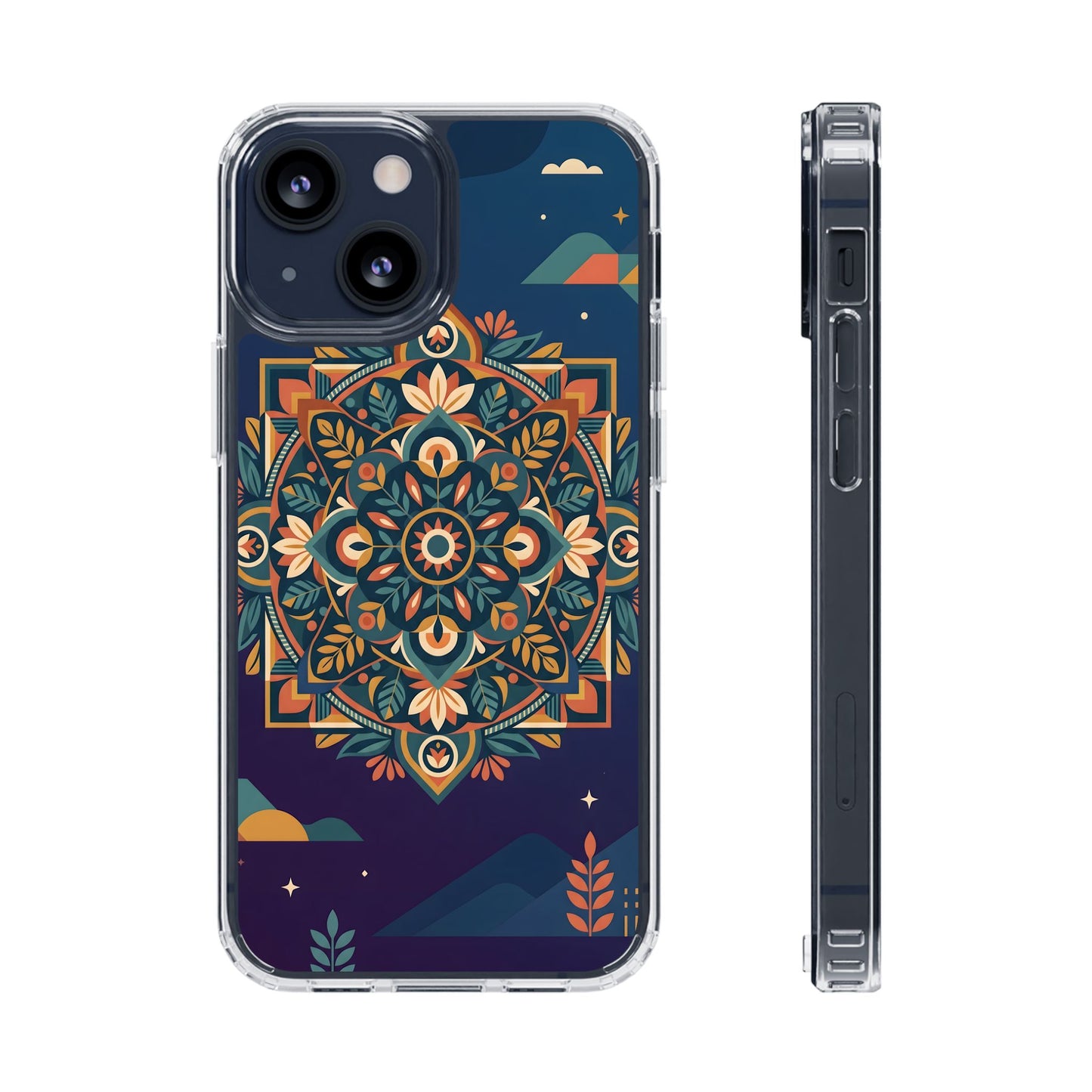 Mystic Desert Mandala Clear Case - MagSafe Compatible Boho Cover